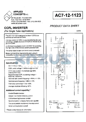 AC7-12-1123 datasheet - CCFL INVERTER