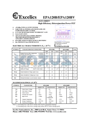 EPA120B datasheet - High Efficiency Heterojunction Power FET