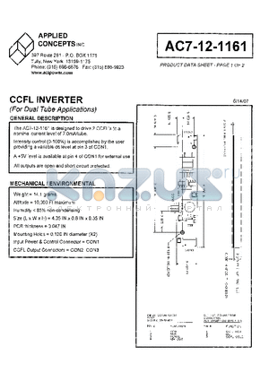 AC7-12-1161 datasheet - CCFL INVERTER