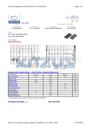 813-IF62.5M-A datasheet - Base Station & Repeater