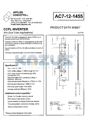 AC7-12-1455 datasheet - CCFL INVERTER