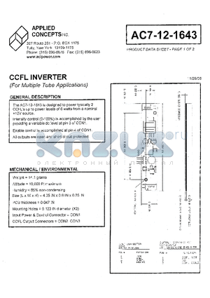 AC7-12-1643 datasheet - CCFL INVERTER