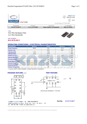 813-IF70.0M-T datasheet - Base Station & Repeater