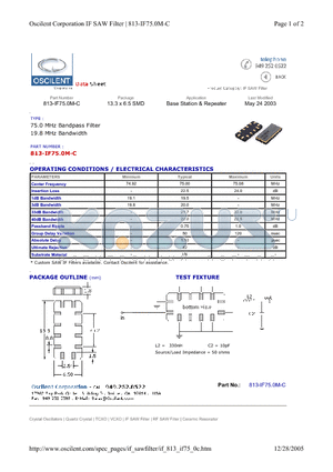 813-IF75.0M-C datasheet - Base Station & Repeater