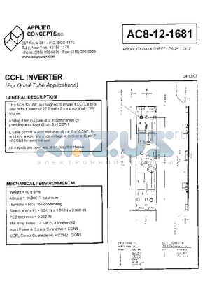 AC8-12-1681 datasheet - CCFL INVERTER