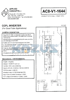 AC8-V1-1644 datasheet - CCFL INVERTER