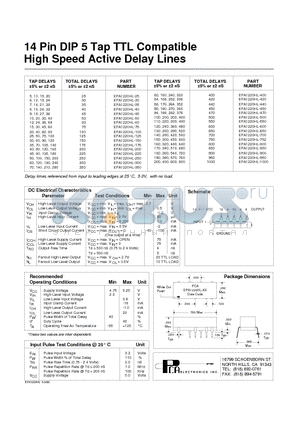 EPA1220HL-752 datasheet - 14 Pin DIP 5 Tap TTL Compatible High Speed Active Delay Lines