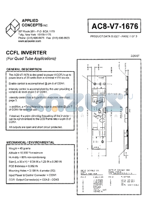 AC8-V7-1676 datasheet - CCFL INVERTER