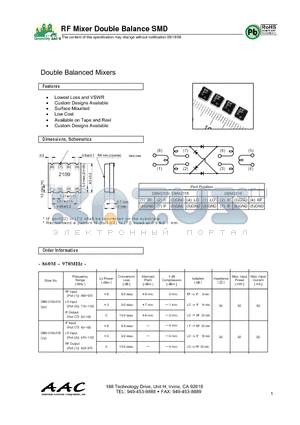 DBM2219W-01A datasheet - RF Mixer Double Balance SMD