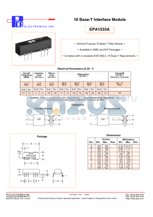 EPA1533A datasheet - 10 Base-T Interface Module