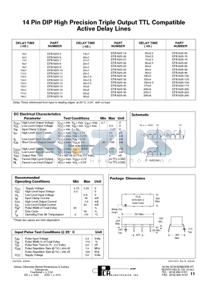 EPA1825-10 datasheet - 14 Pin DIP High Precision Triple Output TTL Compatible Active Delay Lines