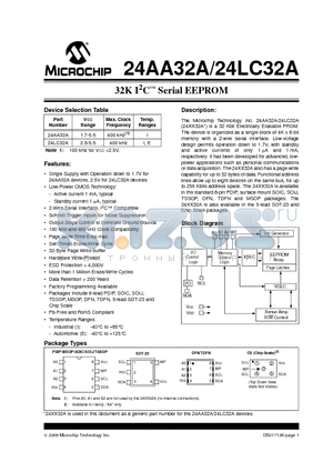 24AA32A-EOT datasheet - 32K I2C Serial EEPROM