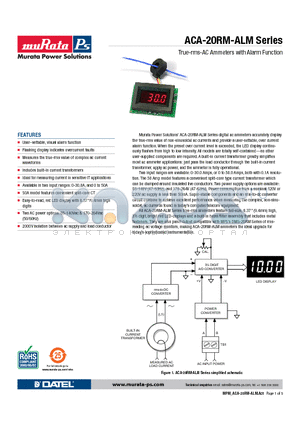 ACA-20RM-ALM datasheet - True-rms-AC Ammeters with Alarm Function