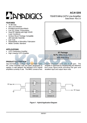 ACA1205 datasheet - 750/870 MHZ CATV LINE AMPLIFIER