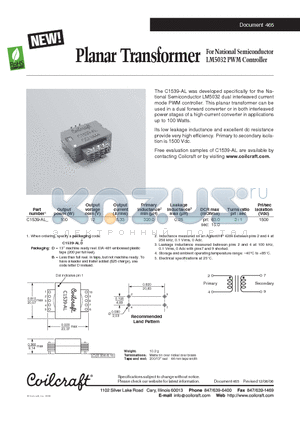 C1539-AL datasheet - Planar Transformer