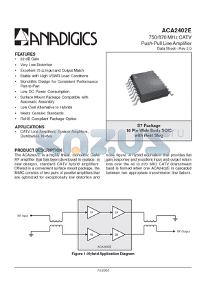 ACA2402ERS7P2 datasheet - 750/870 MHz CATV Push-Pull Line Amplifier