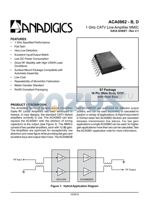 ACA0862 datasheet - 1 GHz CATV Line Amplifier MMIC