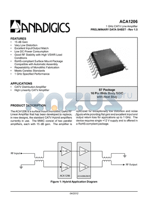 ACA1206RS7P2 datasheet - 1 GHz CATV Line Amplifier
