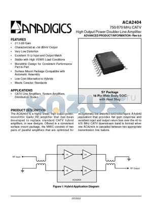 ACA2404S7P0 datasheet - High Output Power Doubler Line Amplifier