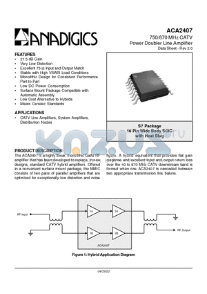 ACA2407 datasheet - Power Doubler Line Amplifier