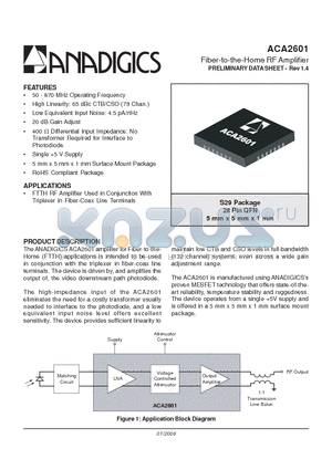 ACA2601 datasheet - Fiber-to-the-Home RF Amplifier