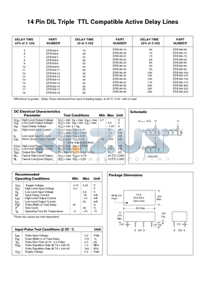 EPA189-30 datasheet - 14 Pin DIL Triple TTL Compatible Active Delay Lines