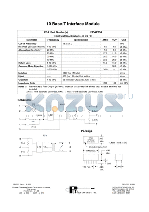 EPA2352 datasheet - 10 Base-T Interface Module