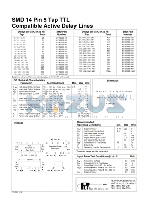 EPA2398-200 datasheet - SMD 14 Pin 5 Tap TTL Compatible Active Delay Lines