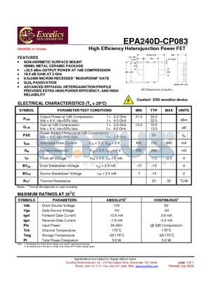 EPA240D-CP083 datasheet - High Efficiency Heterojunction Power FET