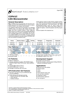 COP912C datasheet - 8-Bit Microcontroller