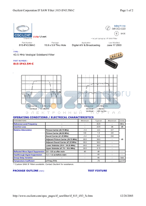 815-IF43.5M-C datasheet - Digital A/V & Broadcasting