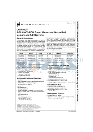 COP984CF datasheet - 8-Bit CMOS ROM Based Microcontrollers with 4k Memory and A/D Converter