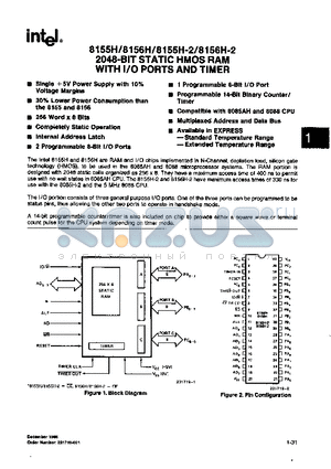 8155H datasheet - 2048-BIT STATIC HMOS RAM WITH I/O PORTS AND TIMER