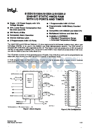 8155H-2 datasheet - 2048-BIT STATIC HMOS RAM WITH I/O PORTS AND TIMER