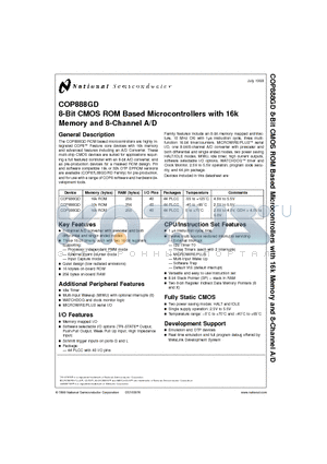 COP988GD datasheet - 8-Bit CMOS ROM Based Microcontrollers with 16k