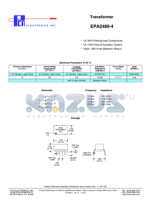 EPA2480-4 datasheet - Transformer