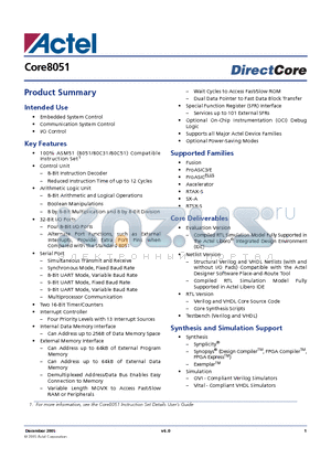 CORE8051-SN datasheet - Core8051