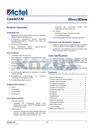 COREAES128-SN datasheet - CoreAES128