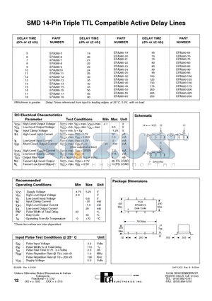 EPA280-125 datasheet - SMD 14-Pin Triple TTL Compatible Active Delay Lines