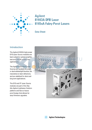 81663A datasheet - DFB Laser Fabry-Perot Lasers