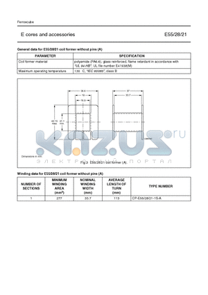 CP-E21-1S-A datasheet - E cores and accessories