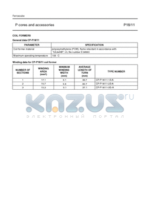 CP-P11-1S-A datasheet - P cores and accessories