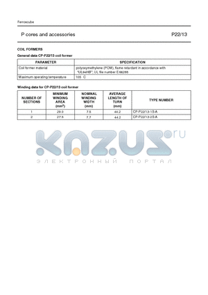 CP-P13-2S-A datasheet - P cores and accessories