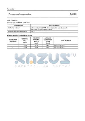 CP-P42-1S-A datasheet - P cores and accessories