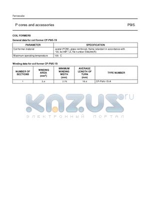 CP-P5-1S-A datasheet - P cores and accessories