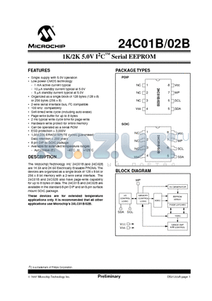 24C01B-EP datasheet - 1K/2K 5.0V I 2 C  Serial EEPROM