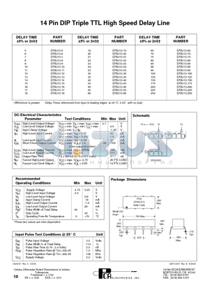 EPA313-11 datasheet - 14 Pin DIP Triple TTL High Speed Delay Line