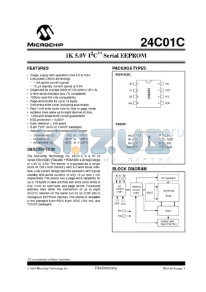 24C01C-IST datasheet - 1K 5.0V I 2 C  Serial EEPROM