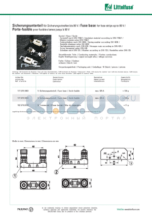 177.5731.0001 datasheet - Fuse base for fuse stips up to 80 V