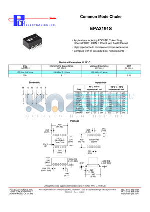 EPA3191S datasheet - Common Mode Choke